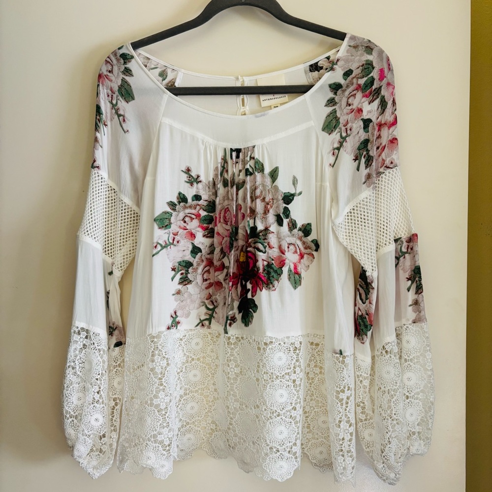 Tracy Reese for Anthropologie Floral Lace Garden Girl Chic XS Blouse